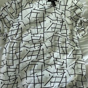 sheer black and white blouse